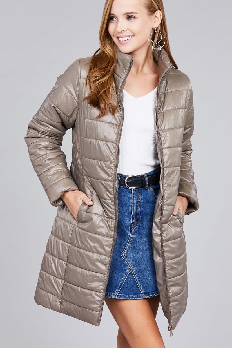 Long Sleeve Quilted Long Padding Jacket (Plus) - $31.99 - KoaJoa.com