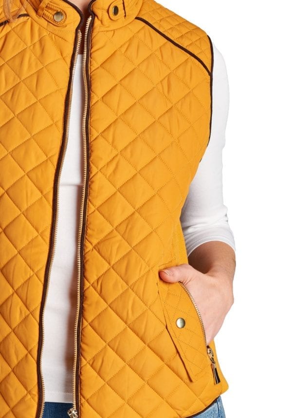 Quilted Padding Vest w/ Suede Piping Details