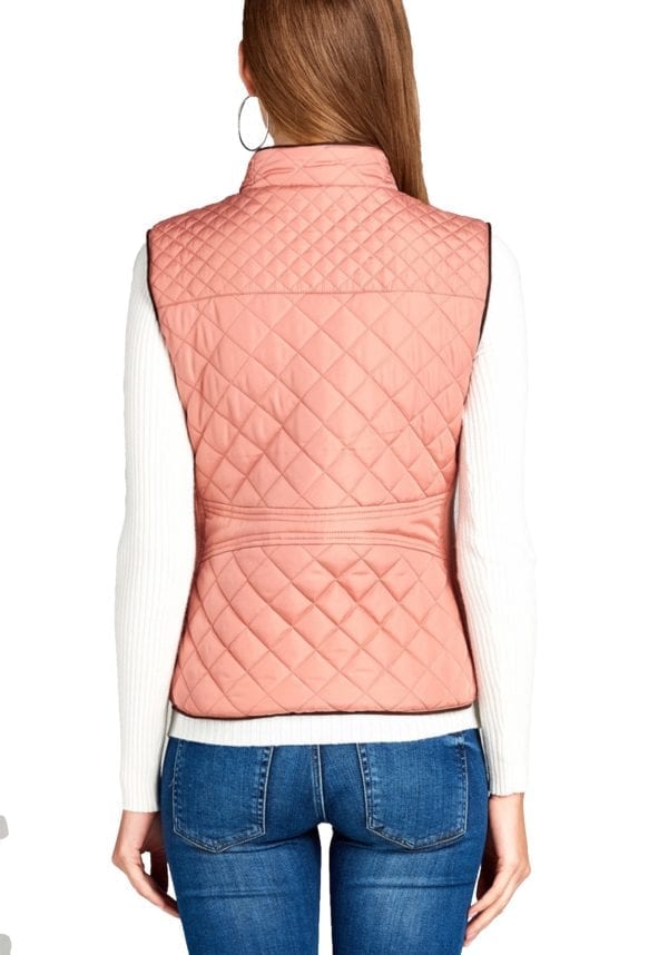 Quilted Padding Vest w/ Suede Piping Details (Plus)