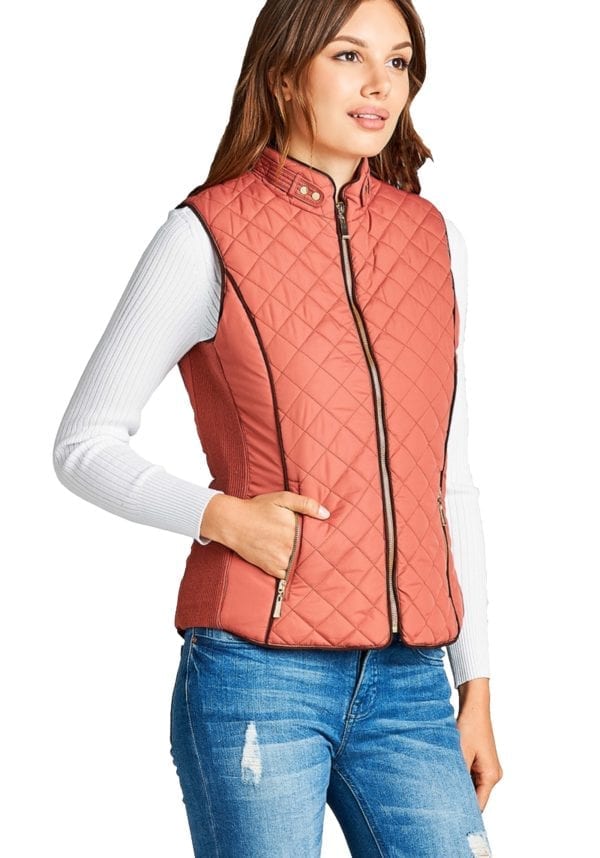 Faux Shearling Lined Quilted Padding Vest (Plus)
