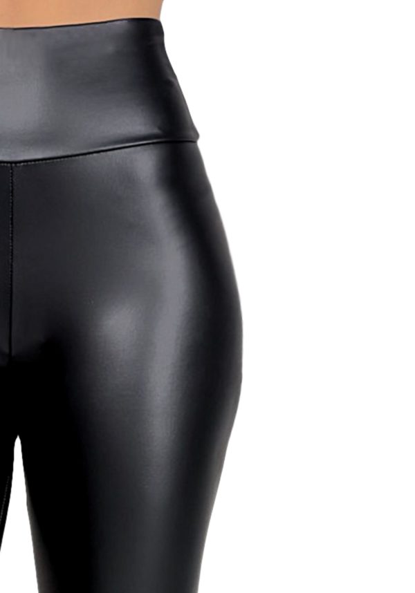 Sexy Stretchy Faux Leather High Waist Black Leggings