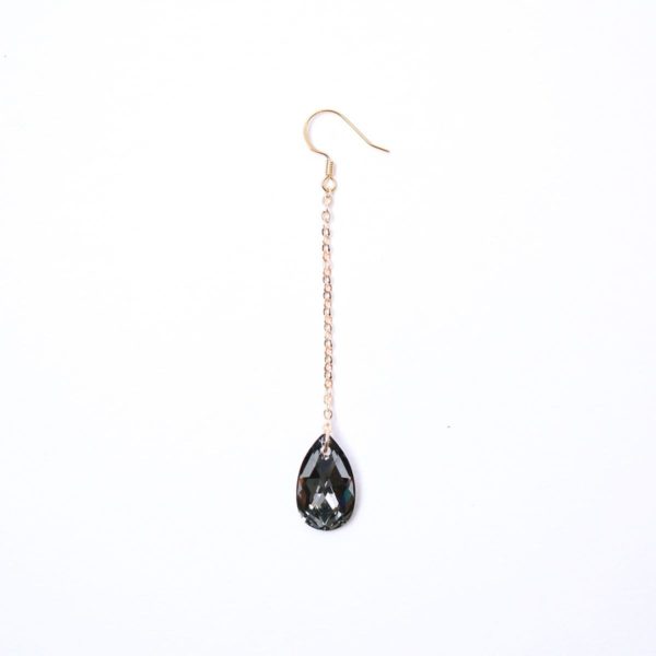 Black Teardrop Crystal Earring Set