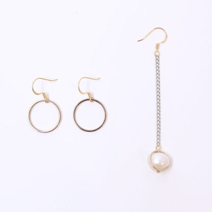 Gold Pipe Natural Pearl Earring Set