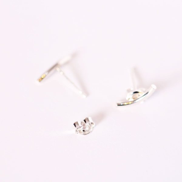 Silver Bar Curved Earring