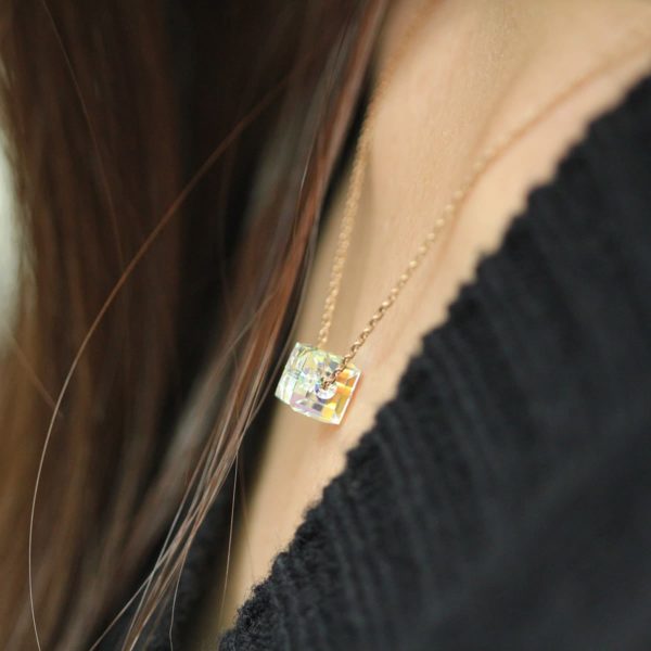 Swarovski Cube Crystal Necklace