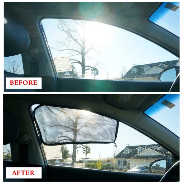 Car Side Window Sun Shade - Universal Reversible Magnetic Curtain for Driver or Passenger with Sun Protection Block Damage from Direct Bright Sunlight, and Heat - 1 Piece of Front Black Mesh