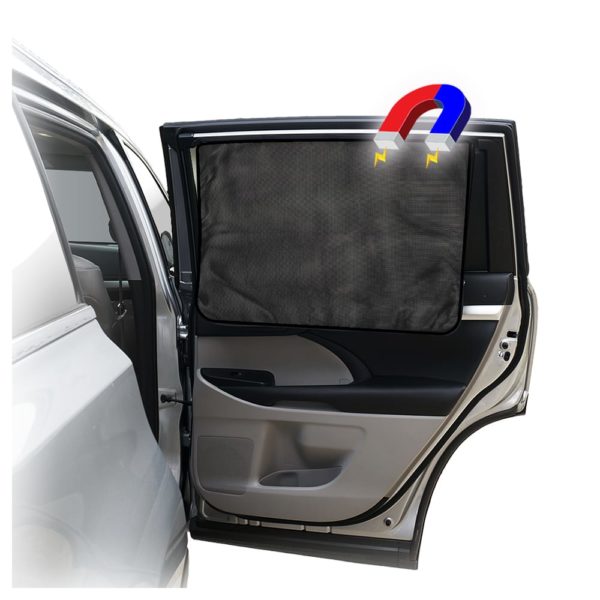 Car Side Window Sun Shade - Universal Reversible Magnetic Curtain for Baby and Kids with Sun Protection Block Damage from Direct Bright Sunlight, and Heat - 1 Piece of Rear Black Mesh