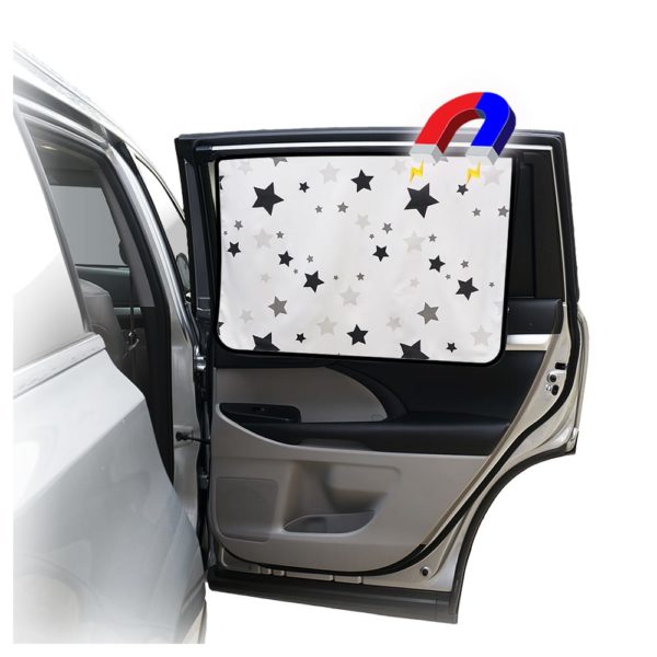Car Side Window Sun Shade - Universal Reversible Magnetic Curtain for Baby and Kids with Sun Protection Block Damage from Direct Bright Sunlight, and Heat - 1 Piece of Star