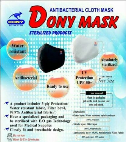 Dony Washable / Reusable 3 Layers Face Cover Mask - Black