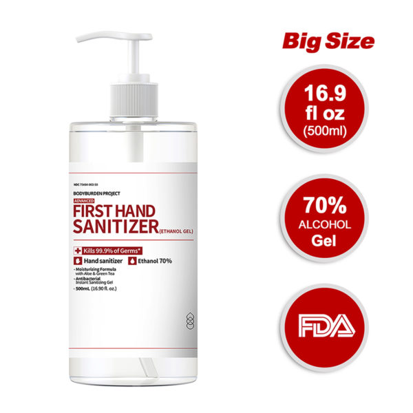 First Hand Sanitizer, 70% Gel, 16.9 fl. oz. 500ml