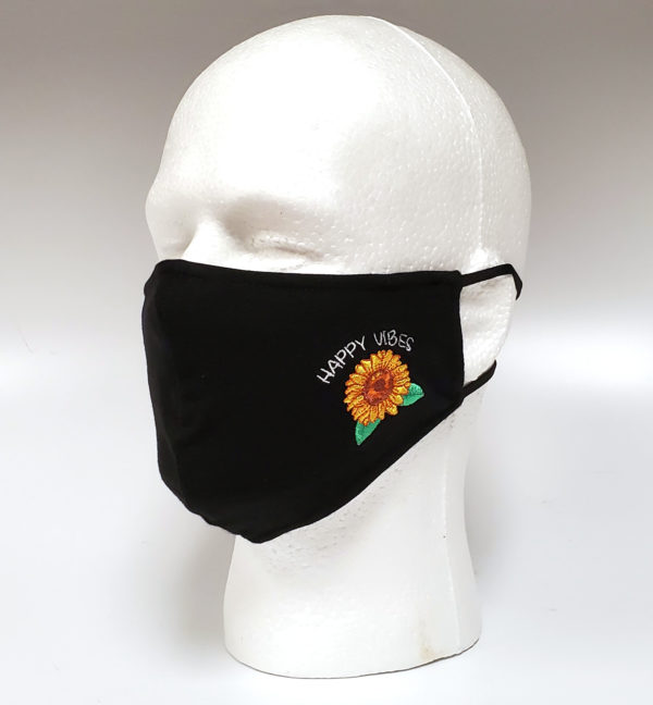 Embroidery Mask, Fashion Mask, Face Masks, Fabric Mask Washable Cotton Mask (Sun Flower-Happy Vibes)