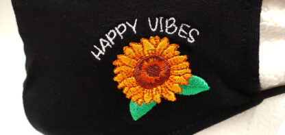 Embroidery Mask, Fashion Mask, Face Masks, Fabric Mask Washable Cotton Mask (Sun Flower-Happy Vibes)