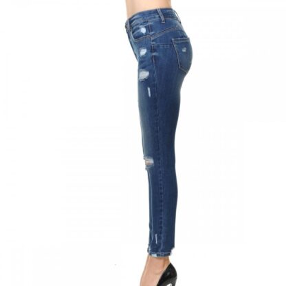 Wax Jean Women's 'Butt I Love You' Push-Up High-Rise Skinny Jeans with Destructed Hem Detail in Fine Cotton Denim - 90134