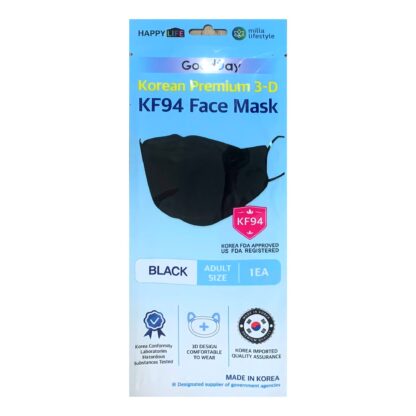 HappyLife GoodDay Premium 3D Single Use Black KF94 Face Mask (10 Pcs)