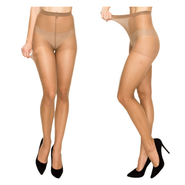 Women Silky Nylon Pantyhose Stocking - Vivien Comfortable Sheer Reinforced Toe Stockings 2PACK