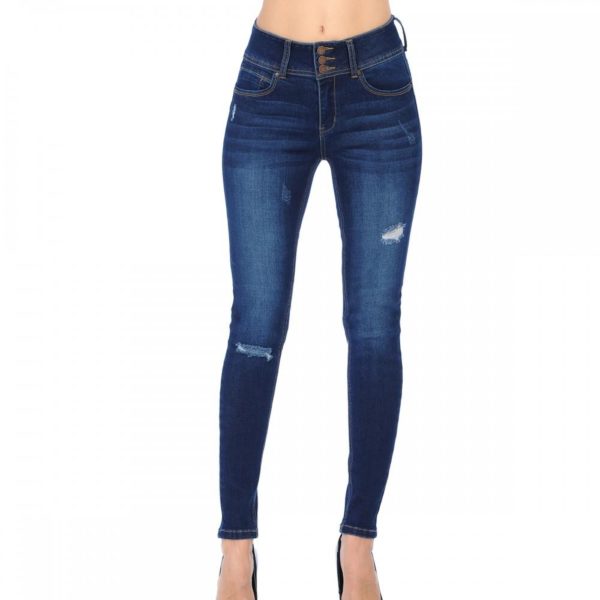 Wax Jean High Waisted Jeans for Women-Stretchy Denim Butt Lifting, Zip Fly, 3-Buttons Push-Up Jeans - 90156