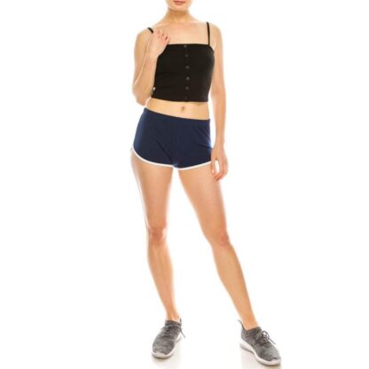 Bozzolo Women's Basic Cotton Tapped Stripe Runner Cut Shorts