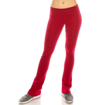 Salt Tree Women's Basic Solid Full-length Flare Bottom Knit Yoga Pants