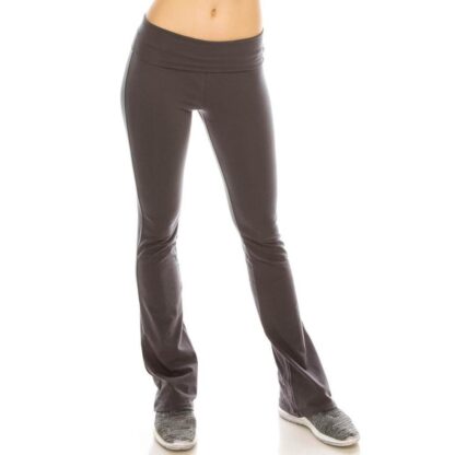 Salt Tree Women's Basic Solid Full-length Flare Bottom Knit Yoga Pants