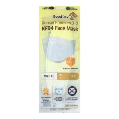 [Happy Life] Good Day KF94 Premium Face Mask (White-Kids Size) 10 & 100 Pcs