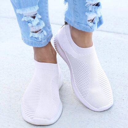 Women Flats Sneakers Crystal Fashion Bling Sneakers Casual Slip On Sock Trainers Summer Women Vulcanize Shoe Zapatillas Mujer