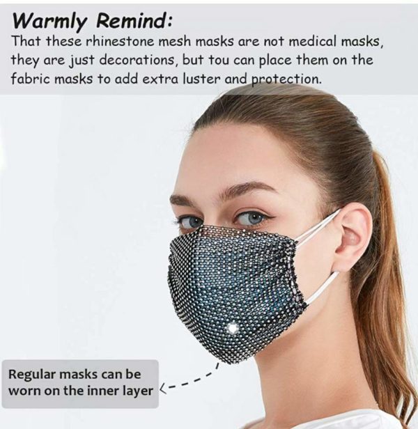 Sparkly Rhinestone Mesh Mask for Women Masquerade Bling Crystal Face Mask