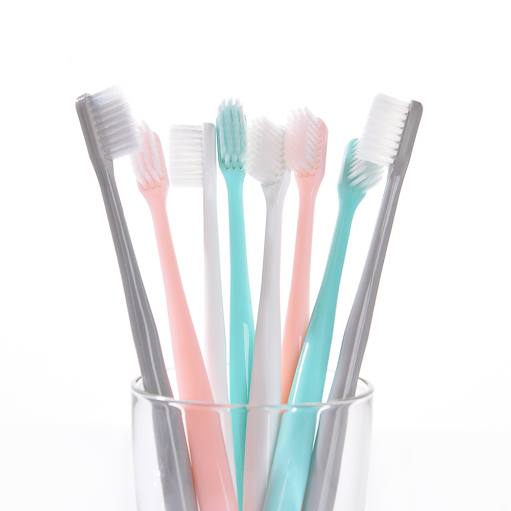 BRUSHLINE - Pack of 8 Ultra Soft Toothbrush with Micro Thin Tapered Bristle - Made in Korea (4 Colors)
