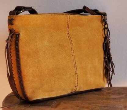 The Sak Indio Suede Demi Small Shoulder Amber Gold