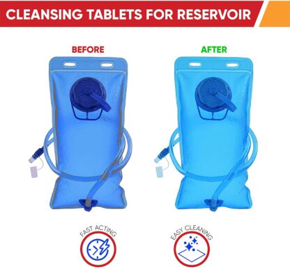 Hydration Reservoir Backpack Cleaning Tablets – (30 Tablets) For Reservoir Pack Or Hydration Bladder Kit, Quickly Removes Stubborn Stains & Odors, Individually Packed