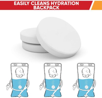 Hydration Reservoir Backpack Cleaning Tablets – (30 Tablets) For Reservoir Pack Or Hydration Bladder Kit, Quickly Removes Stubborn Stains & Odors, Individually Packed