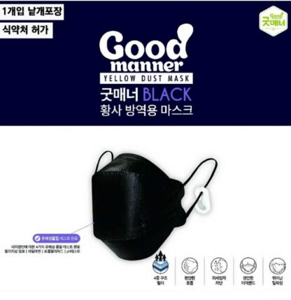 5 pcs KF94 Mask Good Manner Black / White KF94 Korean 4Layer Comfortable Face Mask Made In S Korea