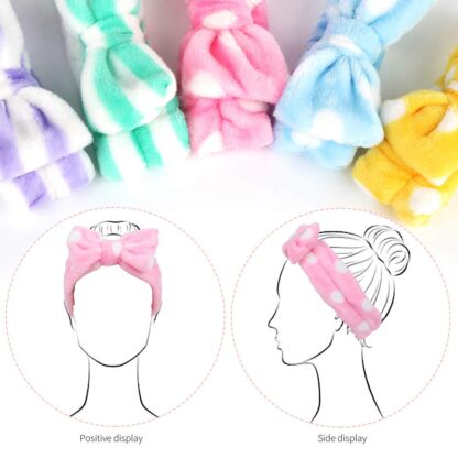 Cute Makeup Headband for Face Wash Shower Mask Eelastic Headband Soft Big Bow Hairband