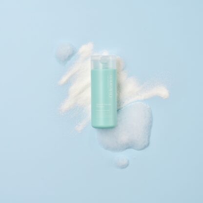 blue bottle cleanser on powder and bubble